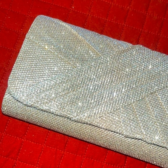 SASHA Elegant Gold Sparkle Clutch Purse Rectangle Shape Handbag - Picture 2 of 7